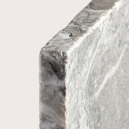 6x6 Square marble tile with a gray and white marbled pattern, corner angle - Riad Tile