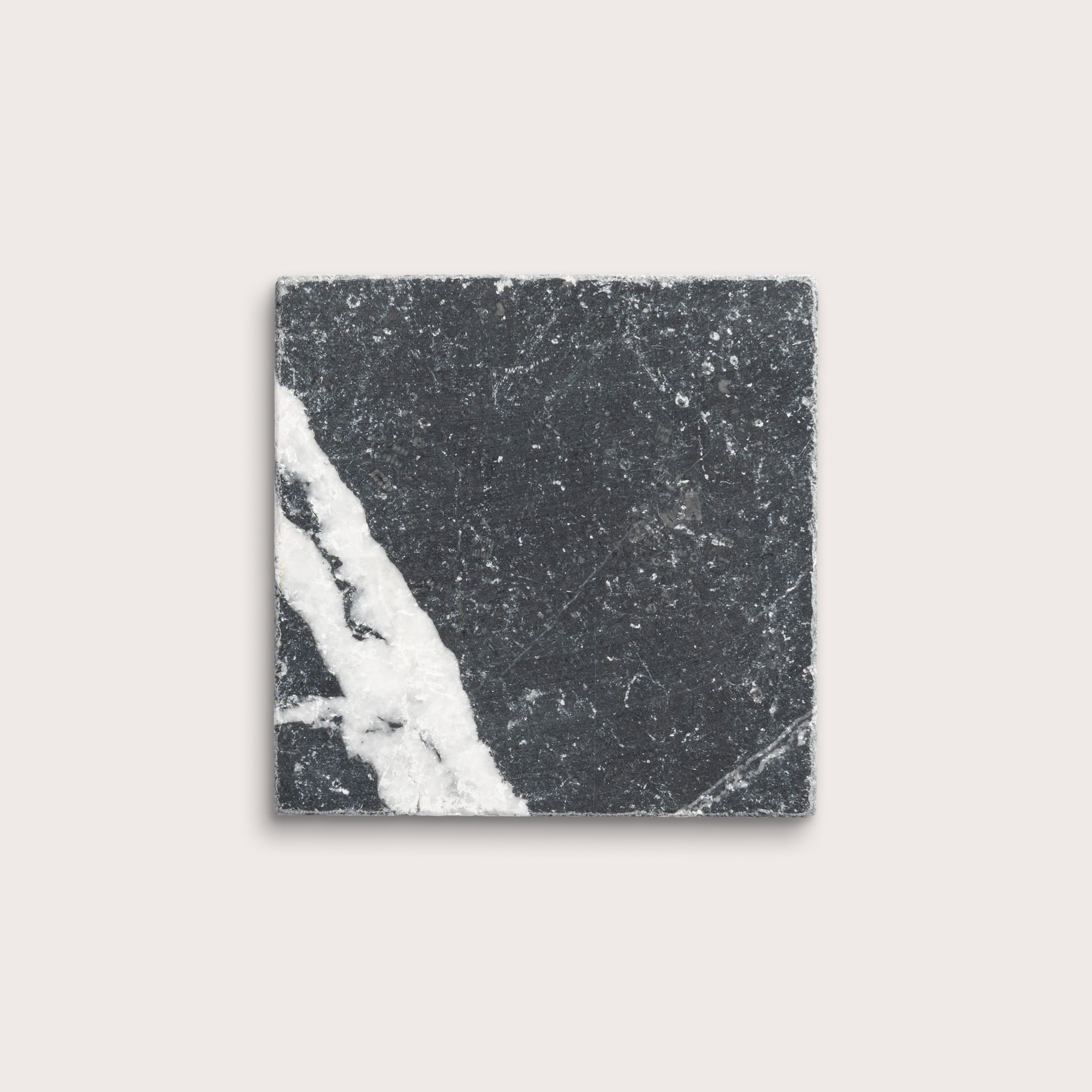 6x6 Square marble tile with black and white pattern - Riad Tile