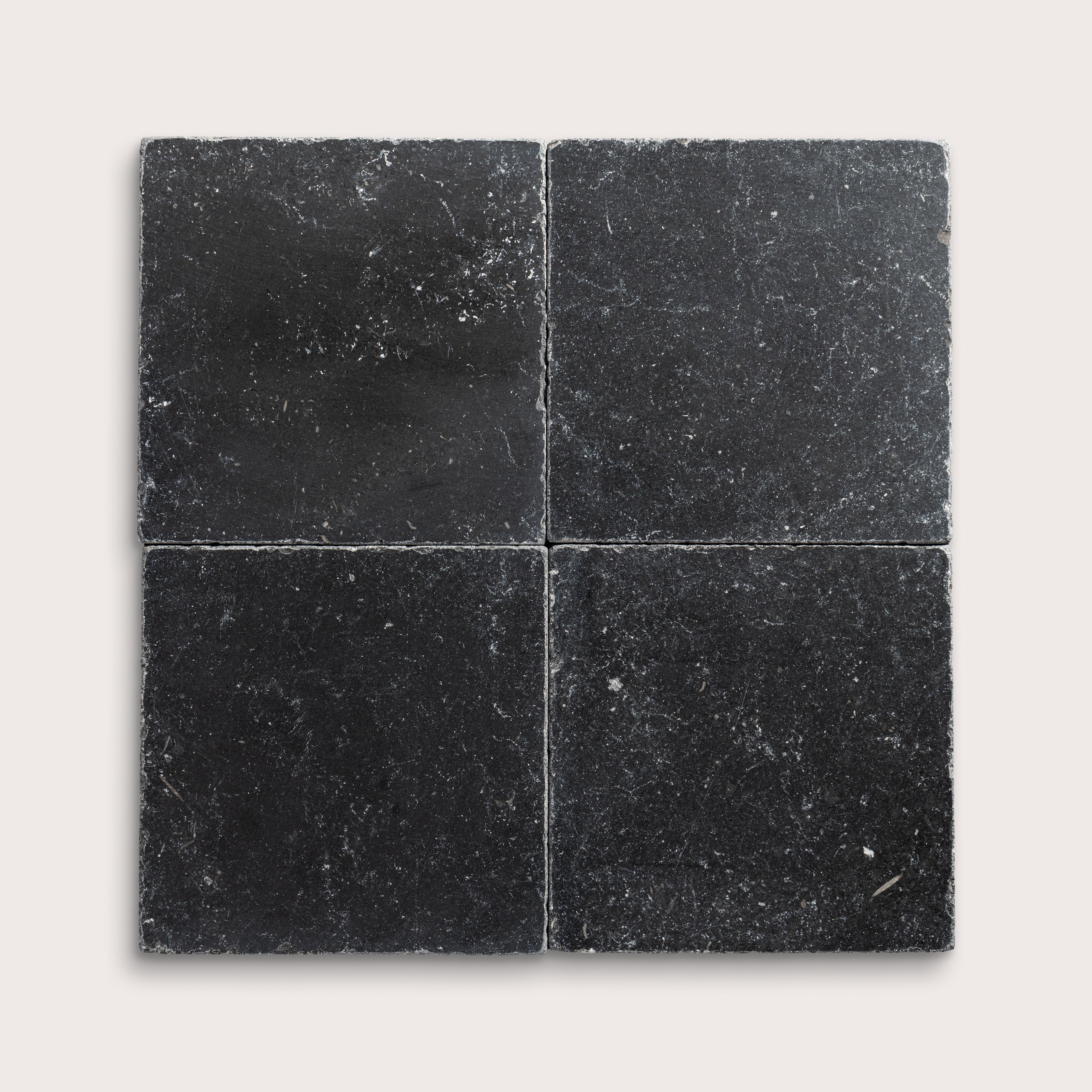 6x6 Square black marble tile, collage of four - Riad Tile