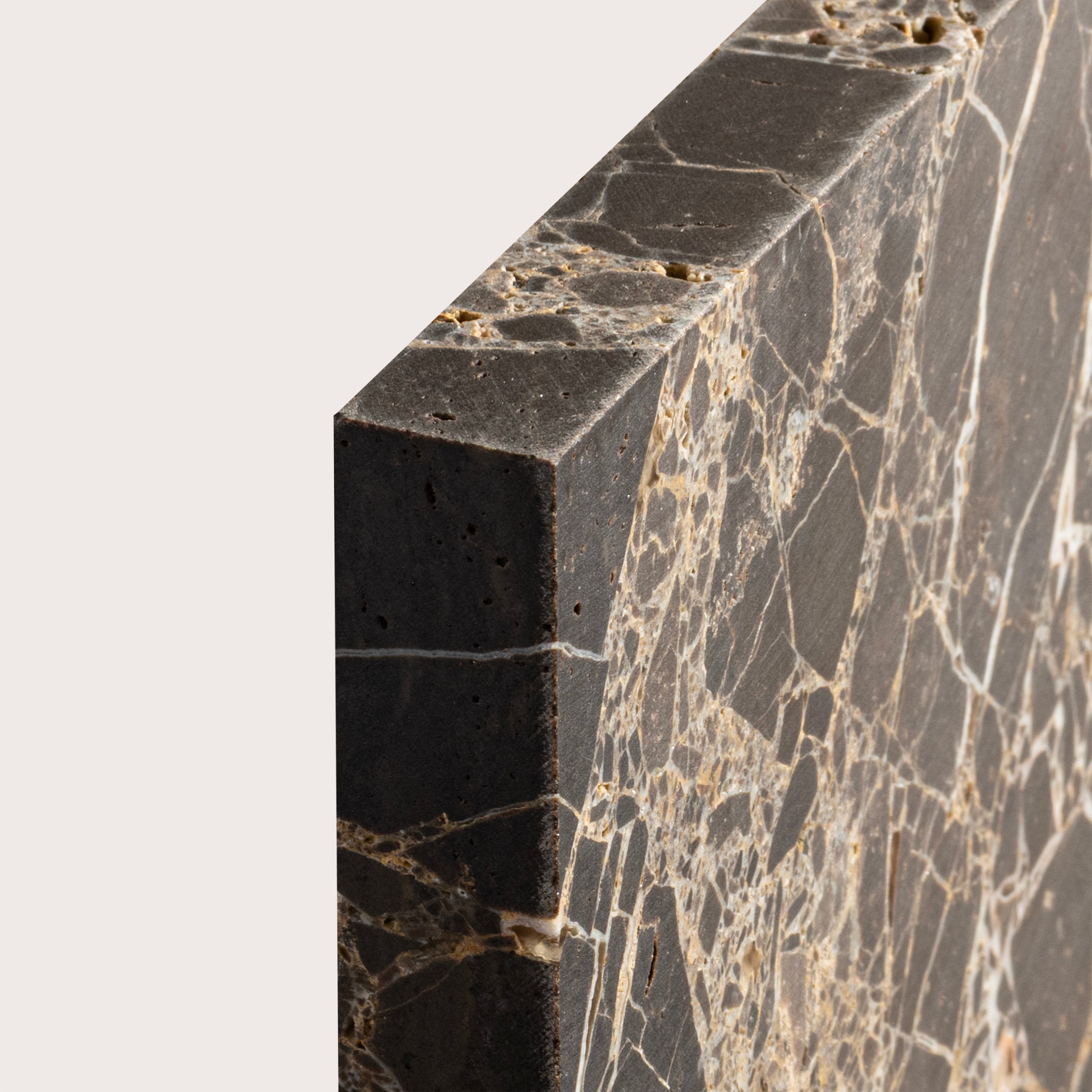 6x6 Marble Square tile with brown marble pattern, corner angle - Riad Tile