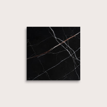 Black marble tile with white veins, Nero Marquina, honed, 6x6 - Riad Tile