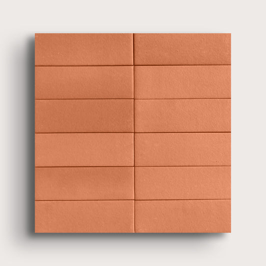 red terracotta rectangle tile in a grid