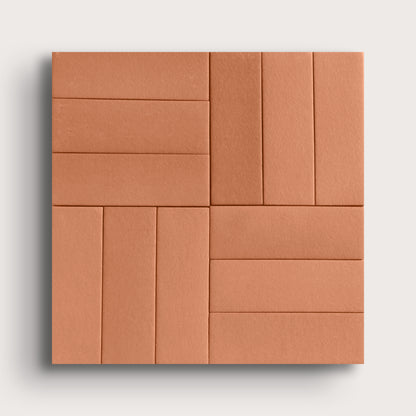 red terracotta rectangle tile in a grid