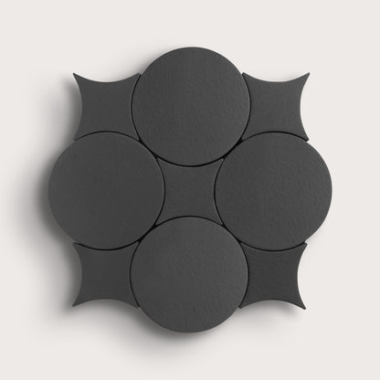 black terracotta circle and losange pattern