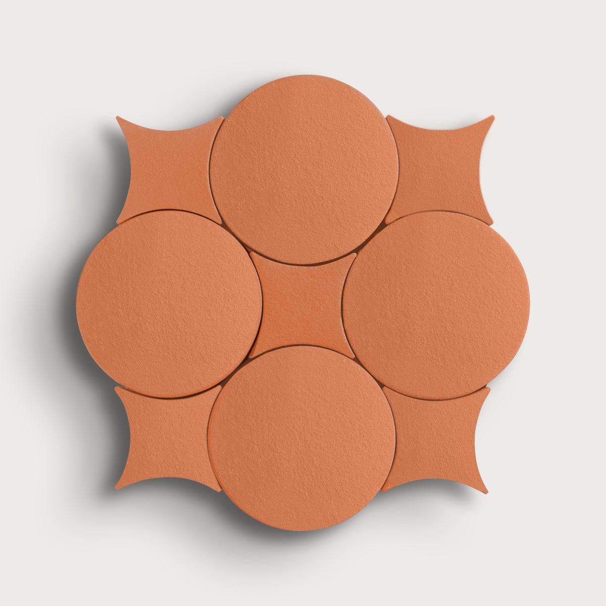 red terracotta pattern tile with a circle