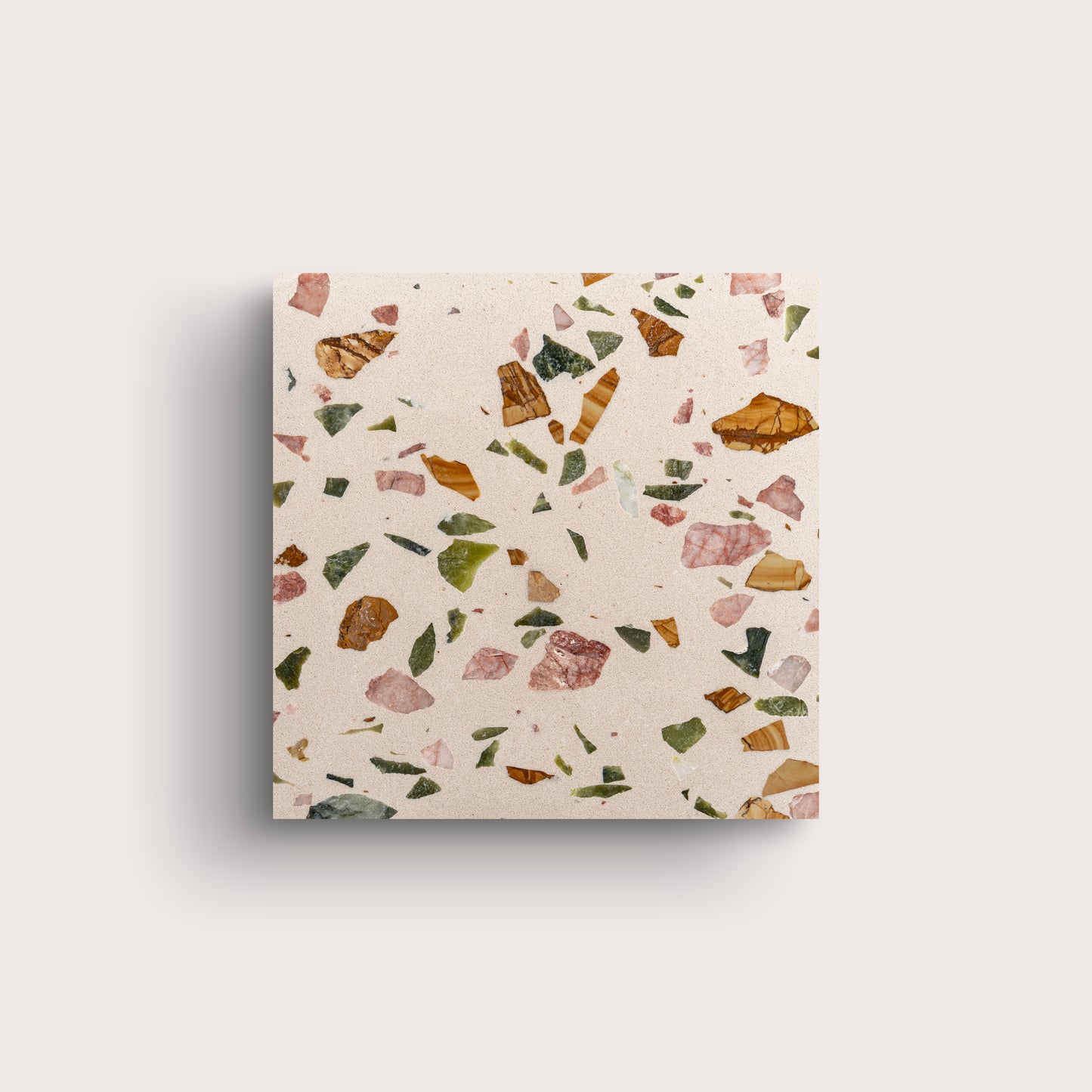 Terrazzo 6x6 Square tile, pattern, ivory and green - Riad Tile
