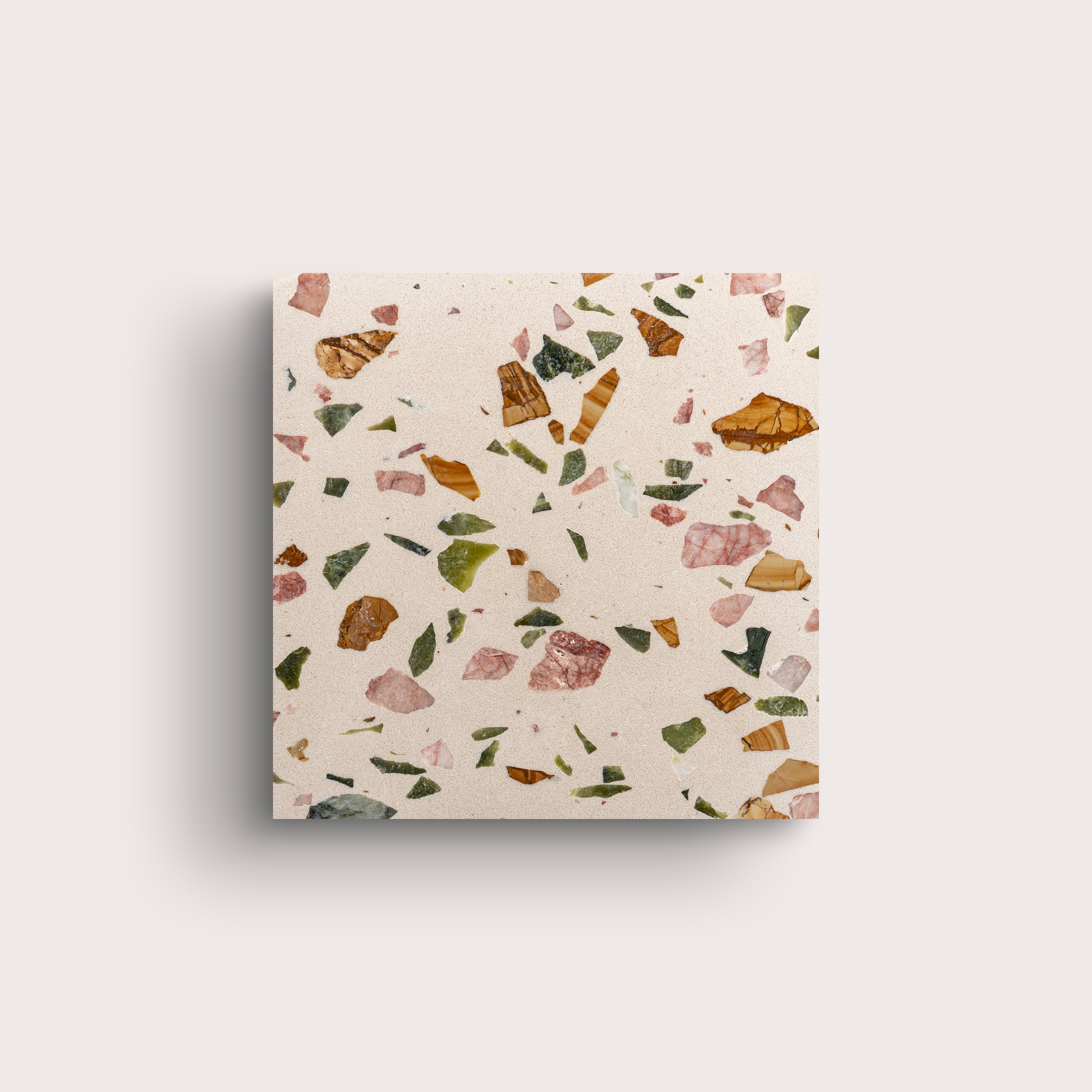 Terrazzo 6x6 Square tile, pattern, ivory and green - Riad Tile