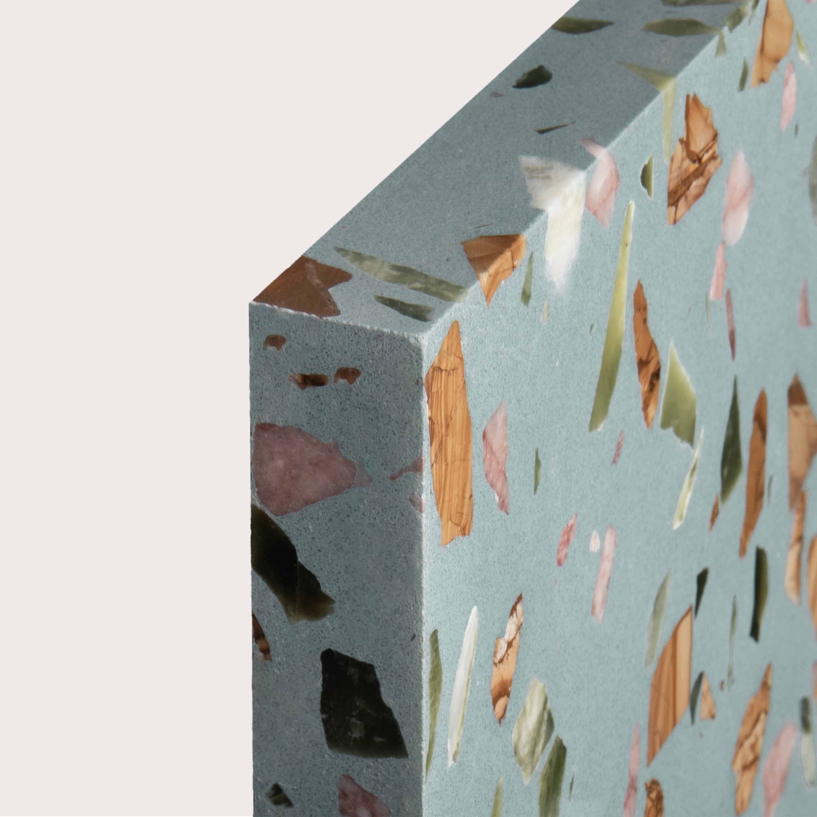 Marzipan 6x6 Terrazzo Tile- Blue Terrazzo, corner shot-Riad Tile