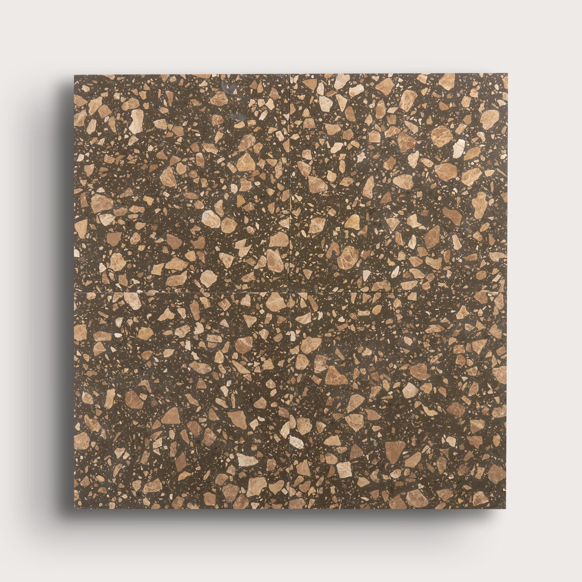brown terrazzo tile in a grid pattern
