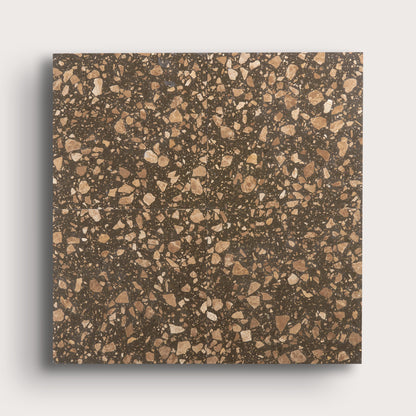 brown terrazzo tile in a grid pattern