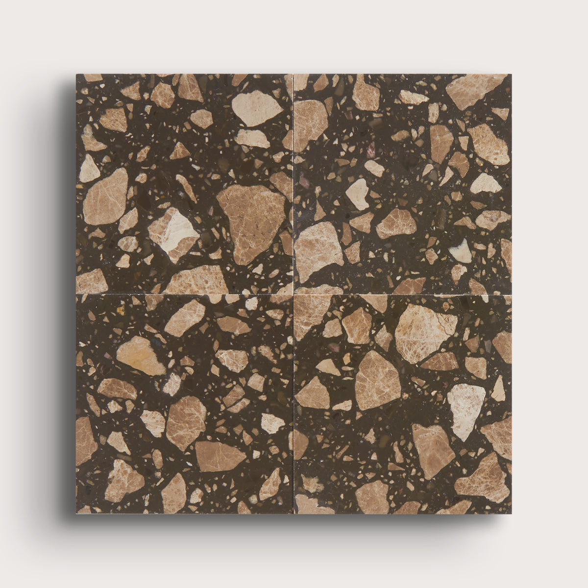 brown terrazzo tile in a grid pattern