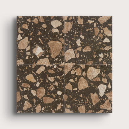 brown terrazzo tile in a grid pattern