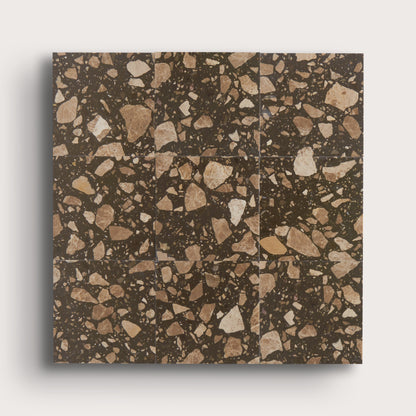 brown terrazzo tile in a grid pattern