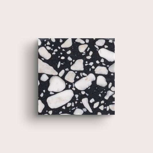 Terrazzo 6x6 Square tile with black and white pattern - Riad Tile