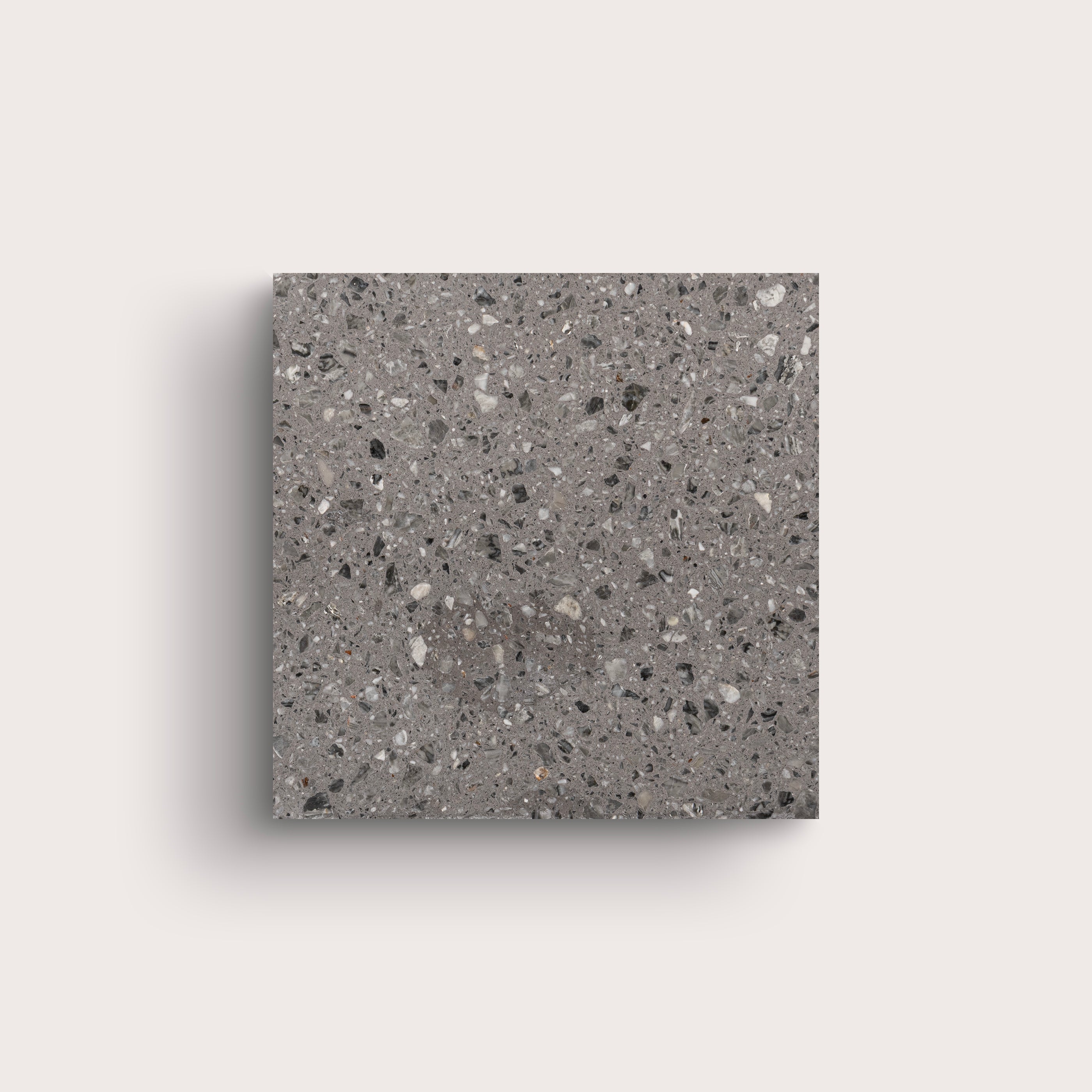Square Terrazzo tile, pattern, grey, 6x6, matte - Riad Tile