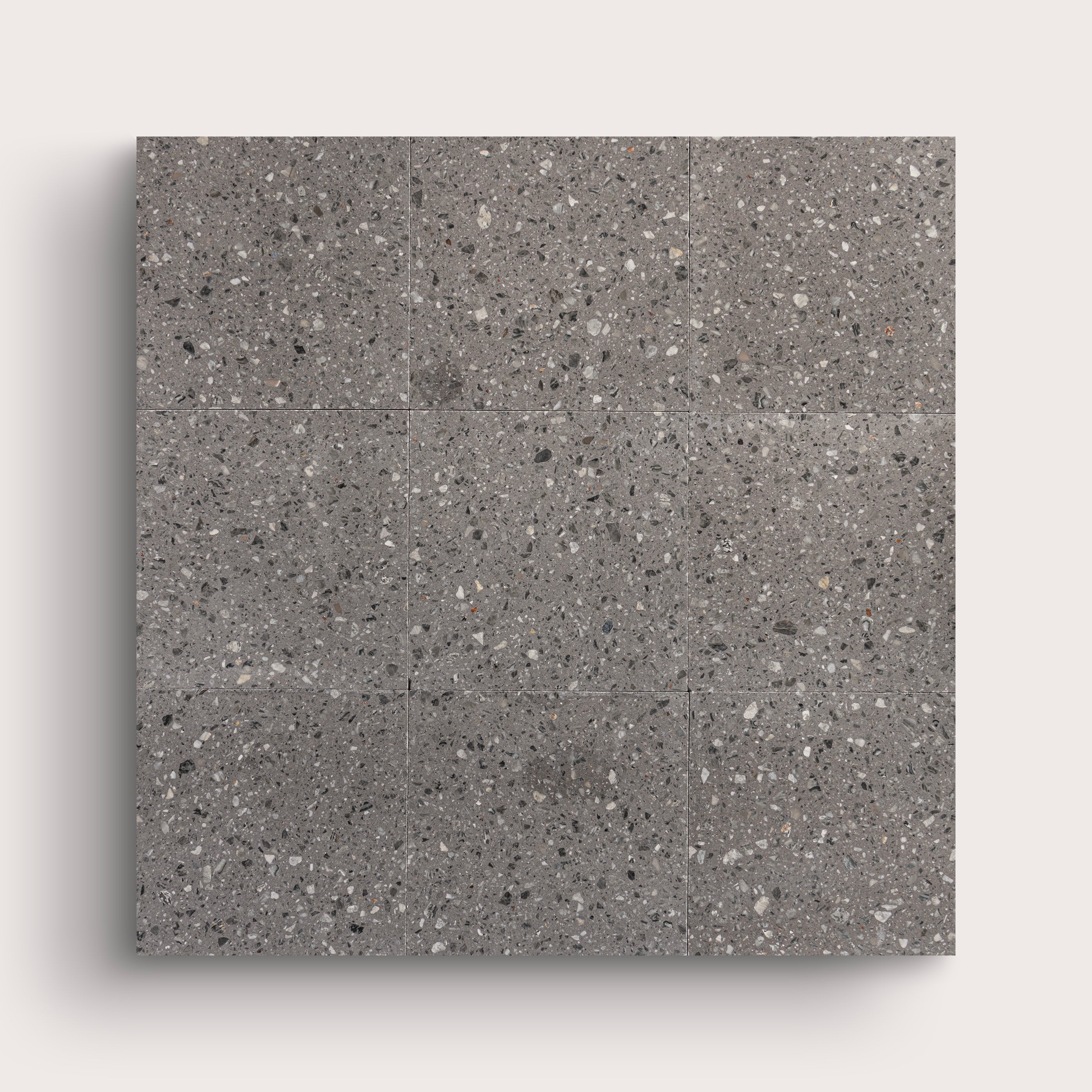 Square Terrazzo tile, pattern, grey, 6x6, matte, collage of nine - Riad Tile