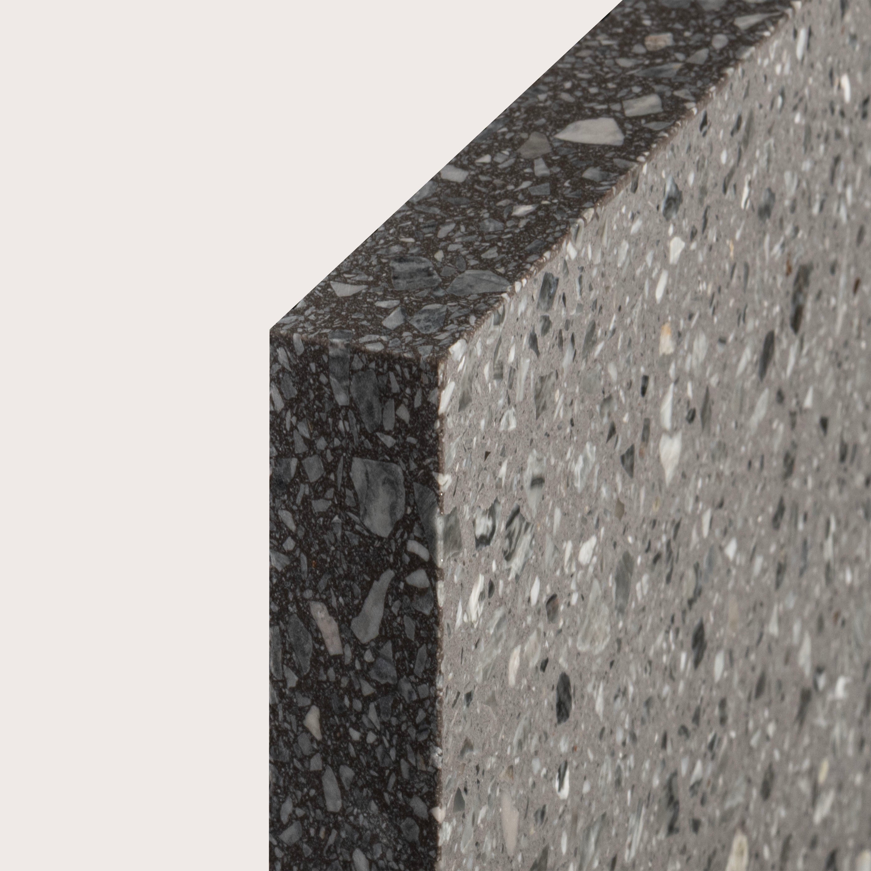 Square Terrazzo tile, pattern, grey, 6x6, matte, corner angle - Riad Tile