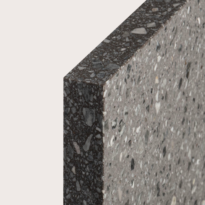 Square Terrazzo tile, pattern, grey, 6x6, matte, corner angle - Riad Tile