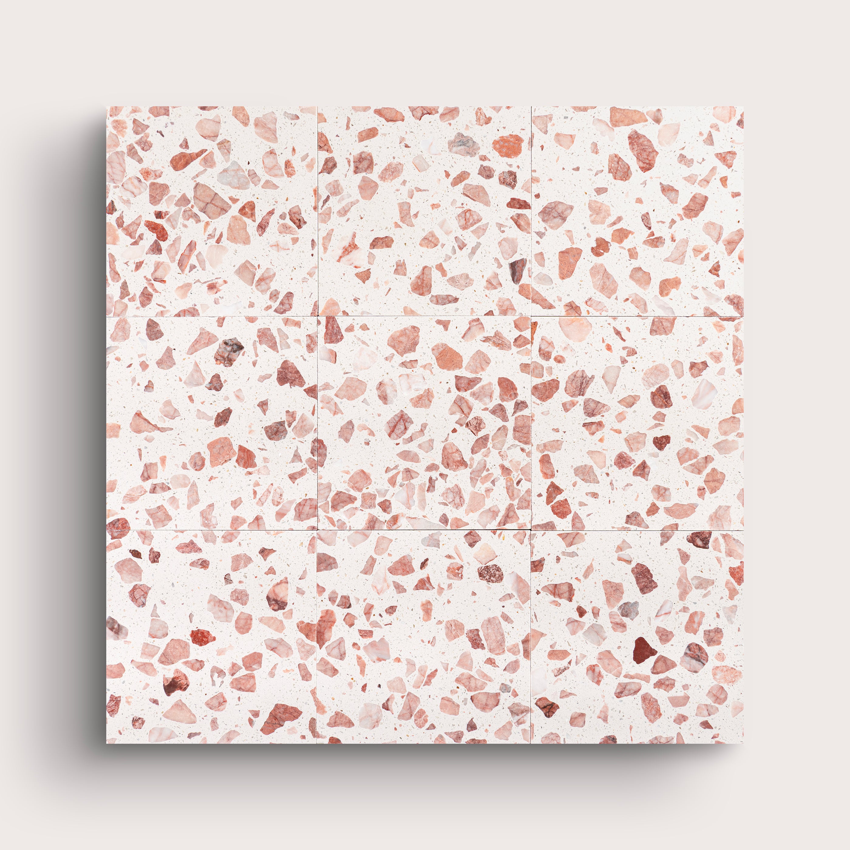Terrazzo 6x6 Square tile, pattern, red and pink, collage of nine - Riad Tile