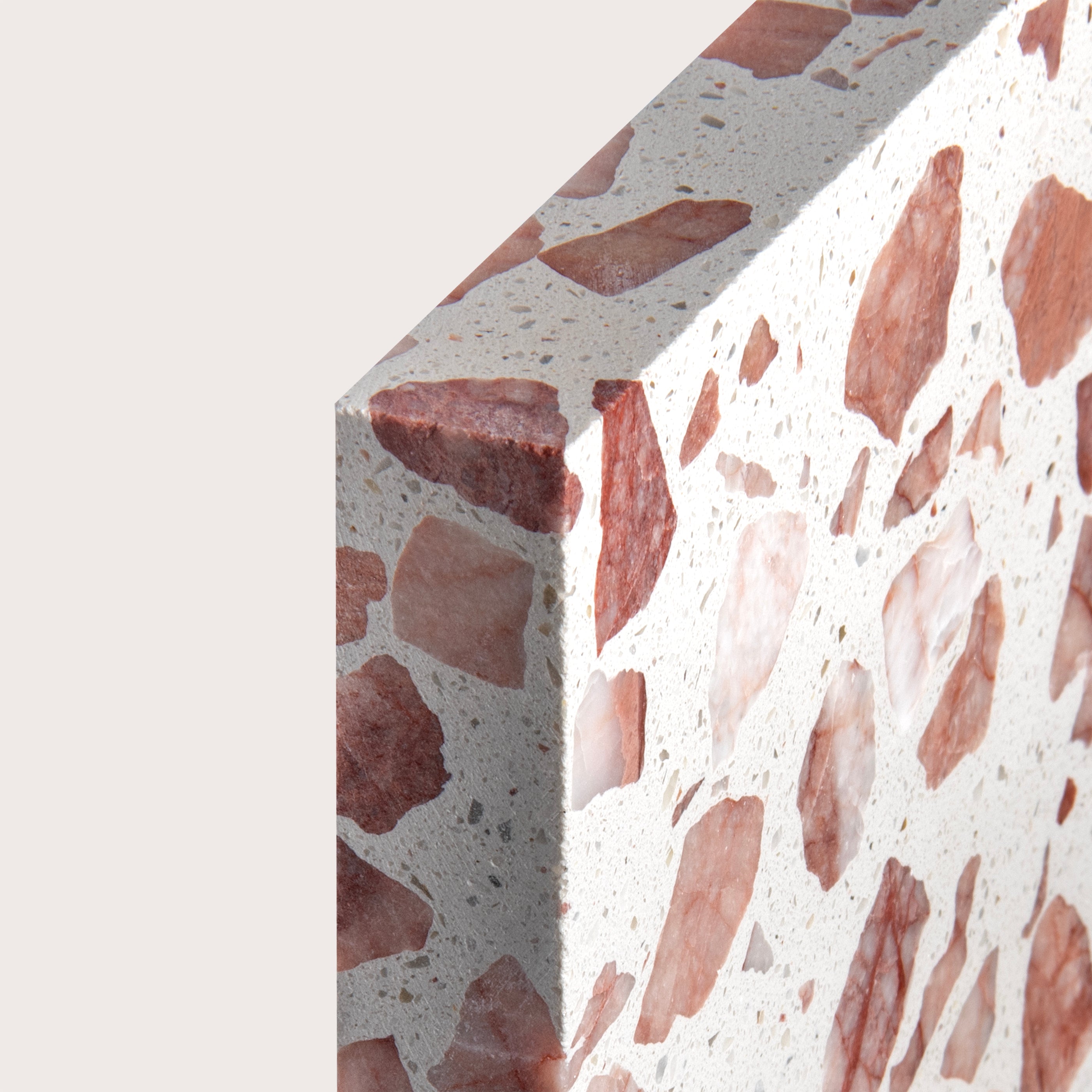 Terrazzo 6x6 Square tile, pattern, red and pink, corner angle - Riad Tile