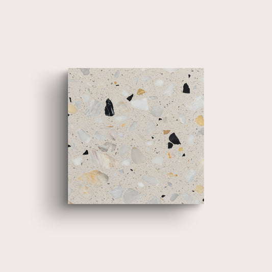Terrazzo 6x6 Square tile, pattern, ivory - Riad Tile