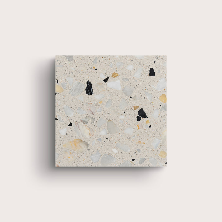 Terrazzo 6x6 Square tile, pattern, ivory - Riad Tile