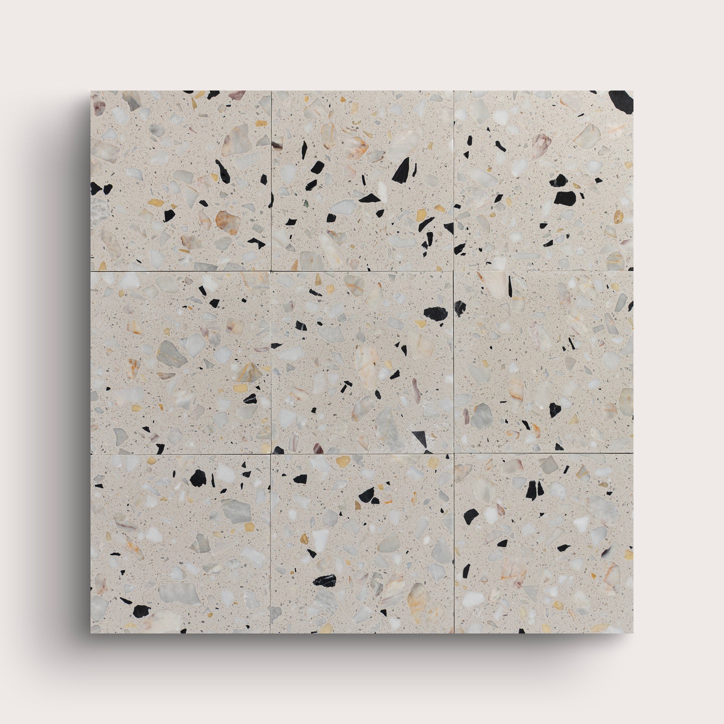 Terrazzo 6x6 Square tile, pattern, ivory, collage of nine - Riad Tile