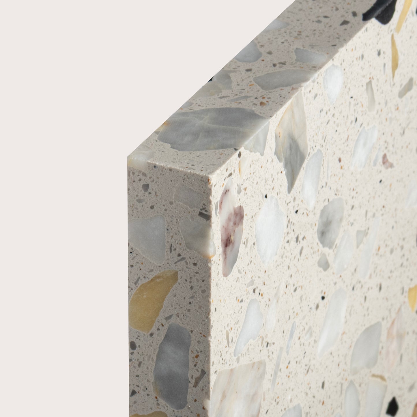 Terrazzo 6x6 Square tile, pattern, ivory, corner angle - Riad Tile