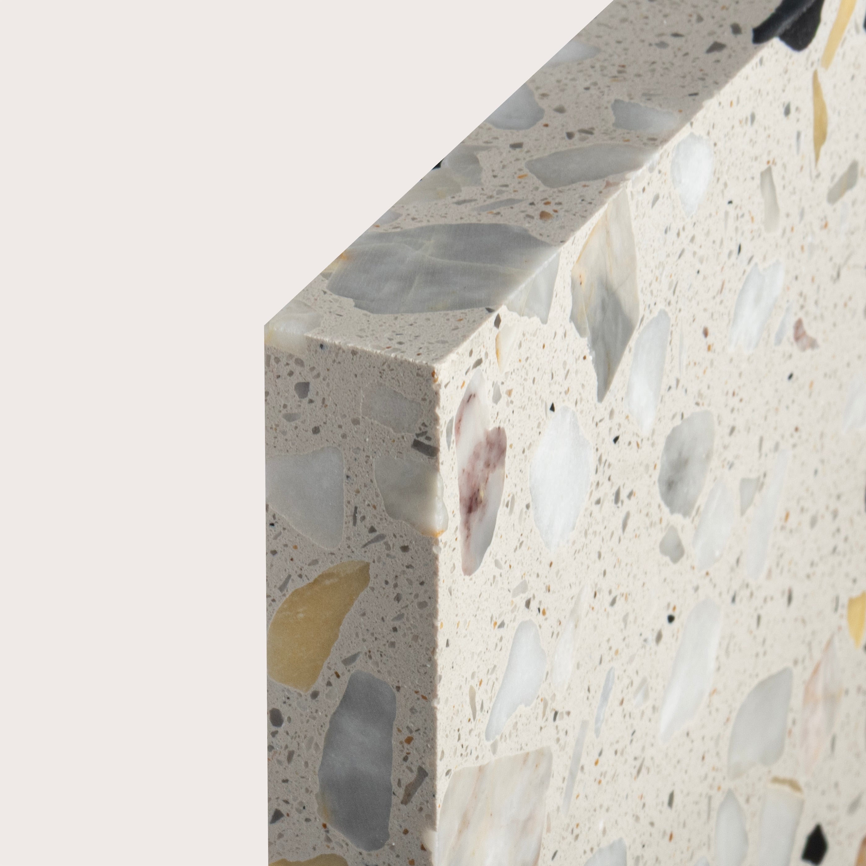 Terrazzo 6x6 Square tile, pattern, ivory, corner angle - Riad Tile