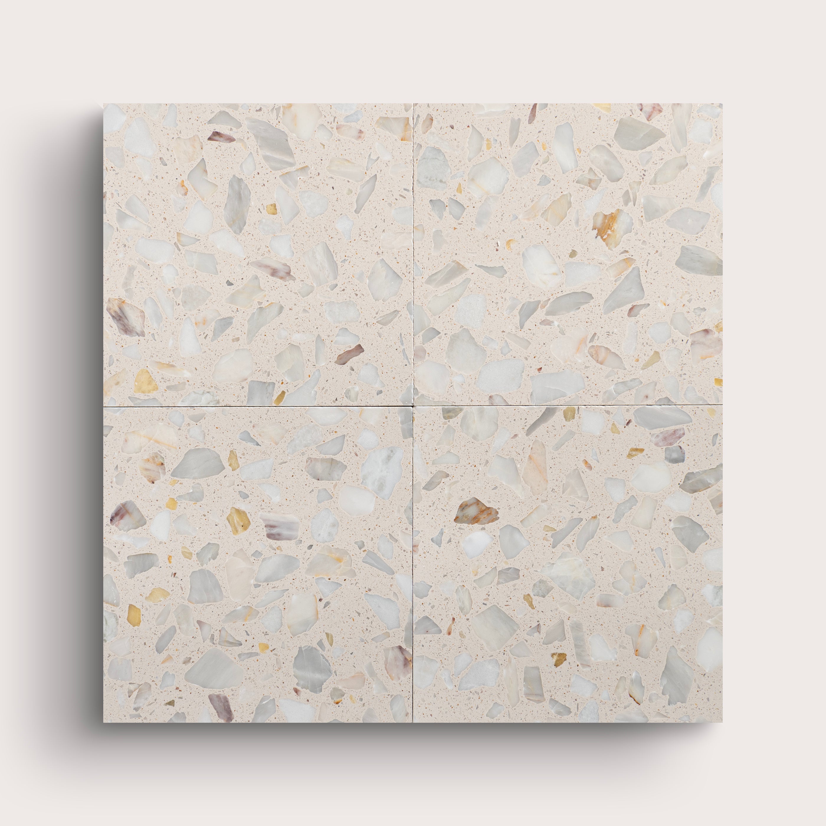 Terrazzo 6x6 Square tile, pattern, beige, collage of four - Riad Tile