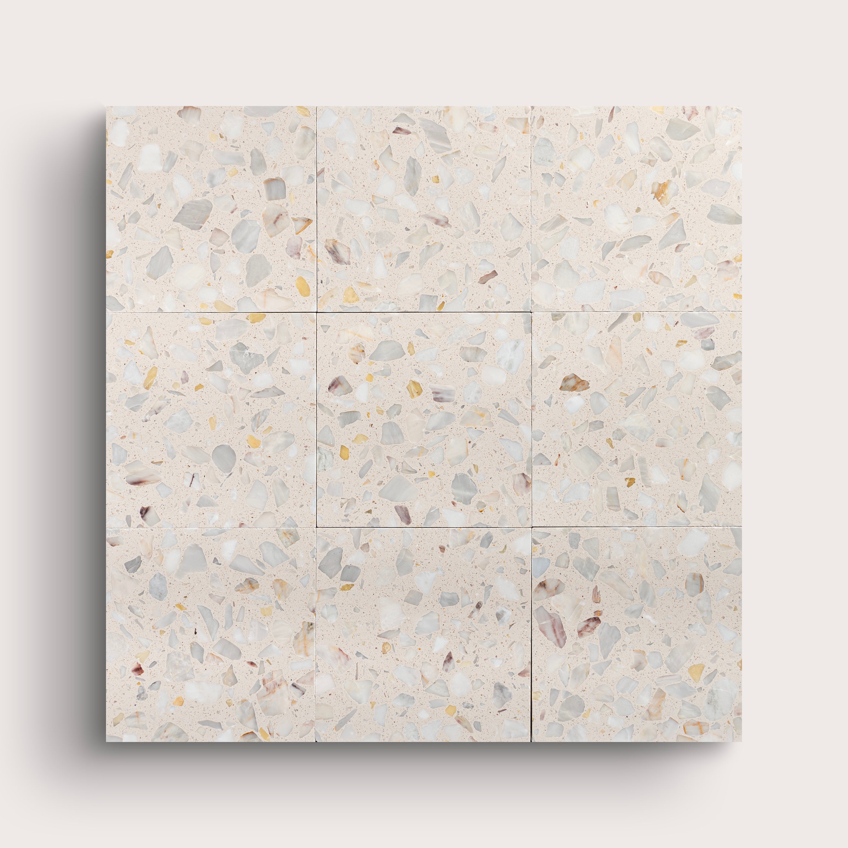 Terrazzo 6x6 Square tile, pattern, beige, collage of nine - Riad Tile