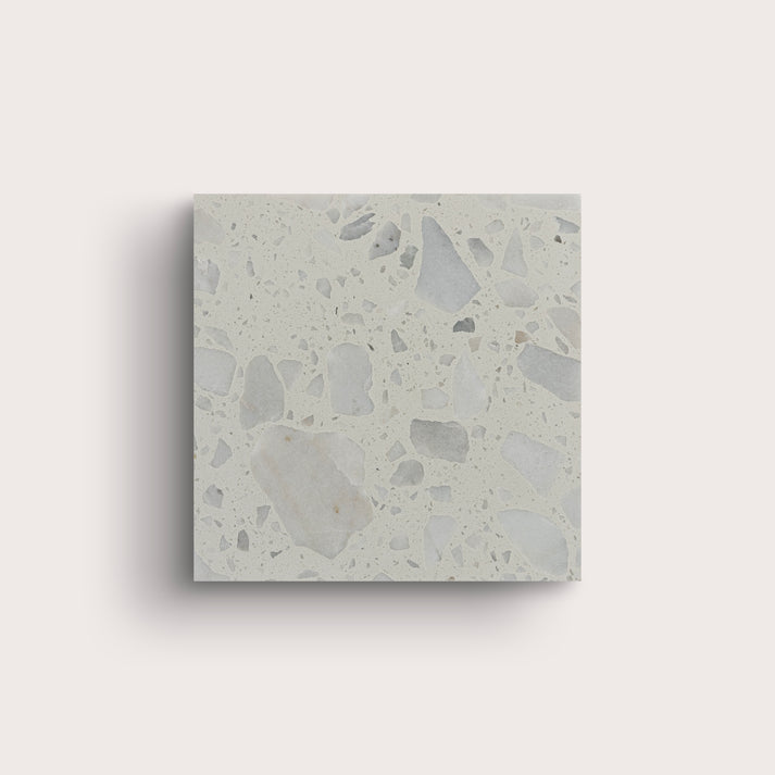 Square terrazzo 6x6 tile, pattern, grey - Riad Tile