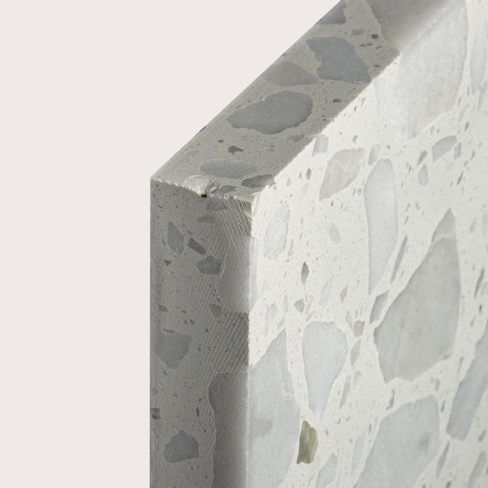 Square terrazzo 6x6 tile, pattern, grey, corner - Riad Tile