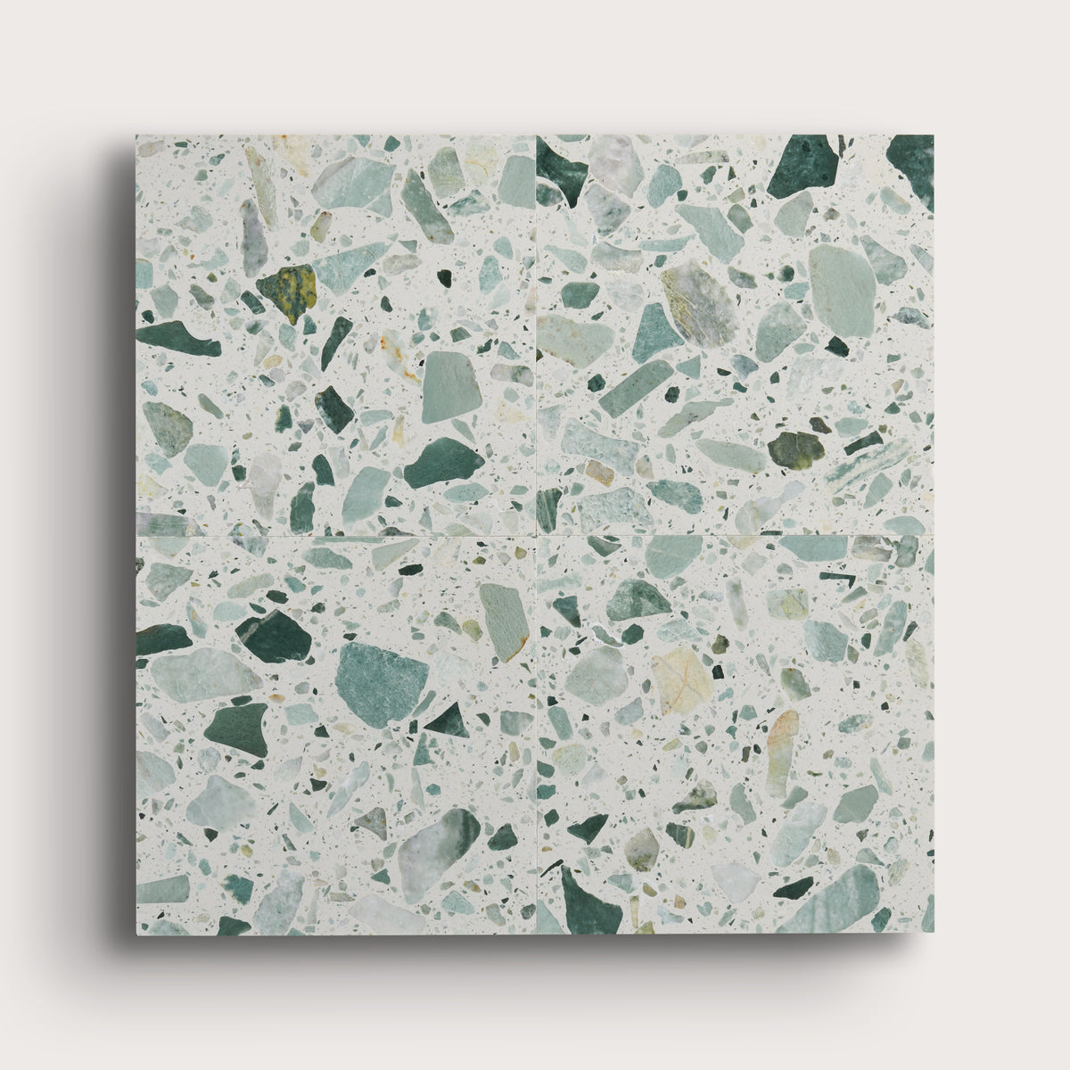 green terrazzo tile in a grid pattern