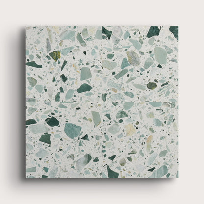 green terrazzo tile in a grid pattern