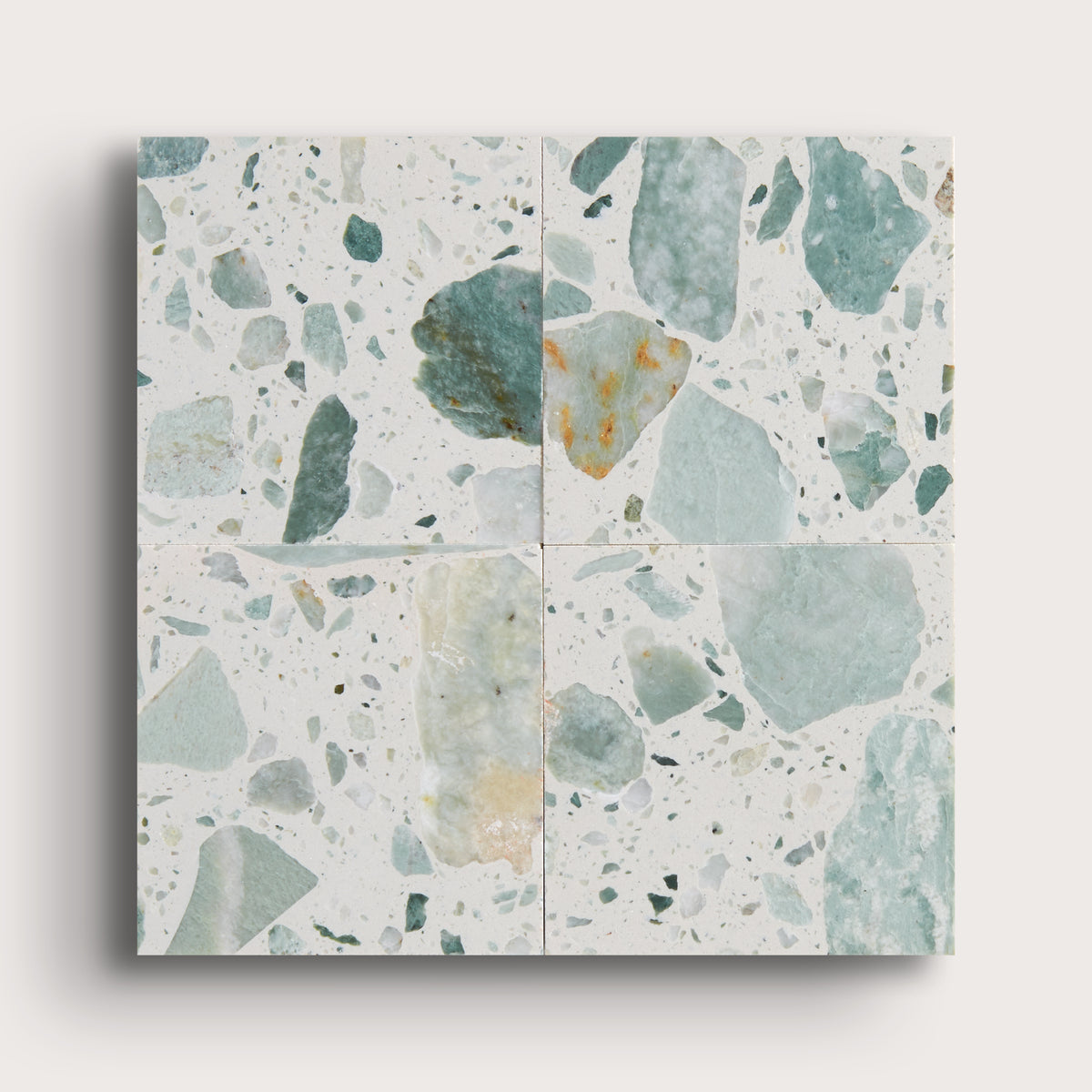 green terrazzo tile in a grid pattern