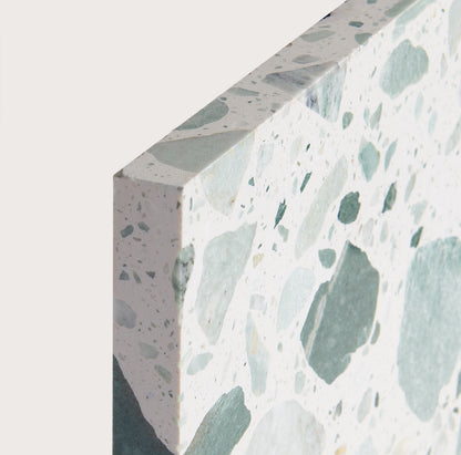 green terrazzo tile angle shot