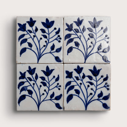 Tansy Indigo Bloem 4x4 Zellige Tile