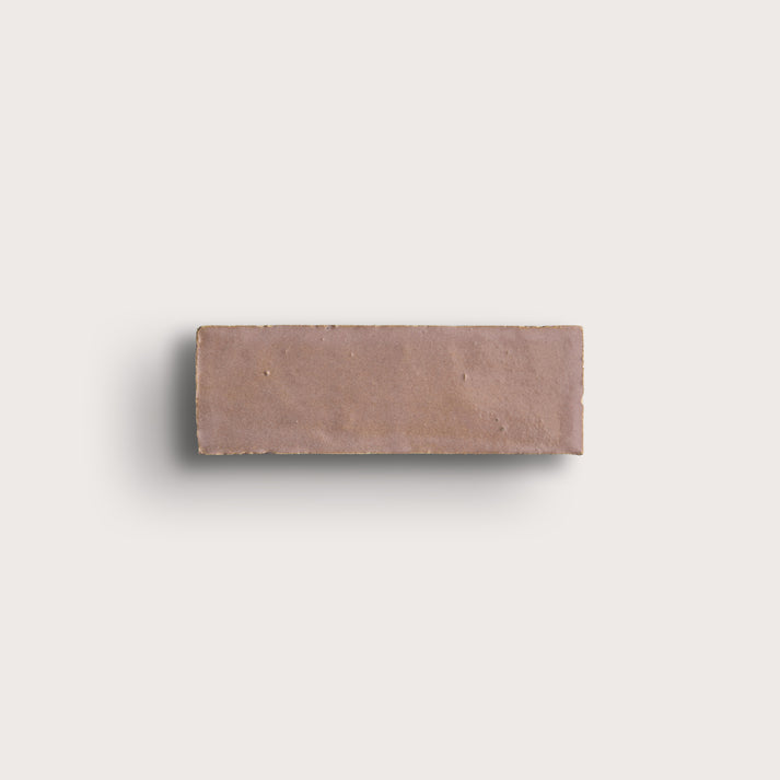 blush rectangle zellige tile on light gray background