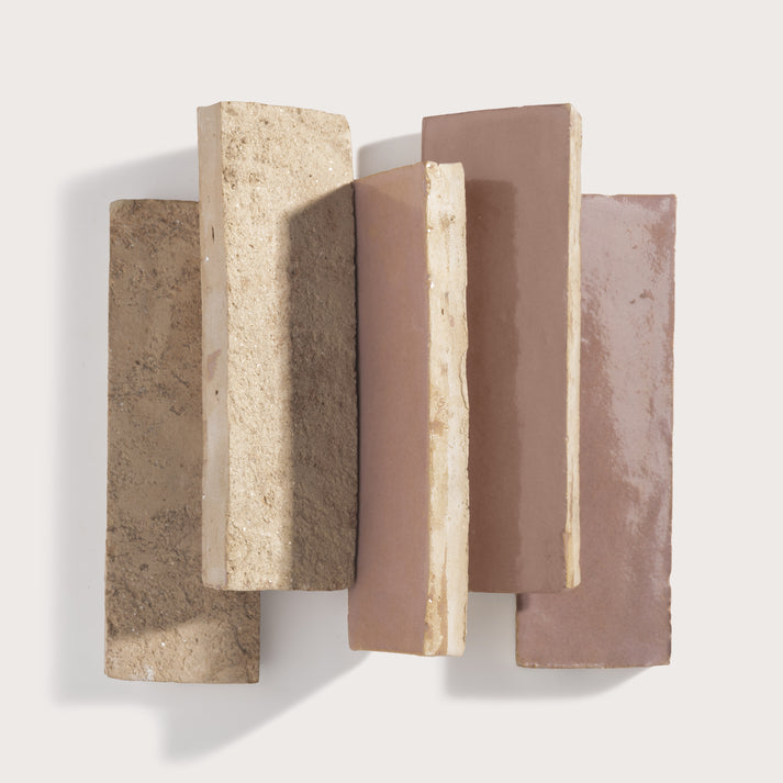 blush rectangle zellige tiles in a set