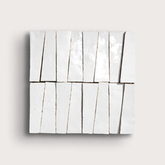 Bright White 1x4 Trapezoid Mosaic Zellige Tile