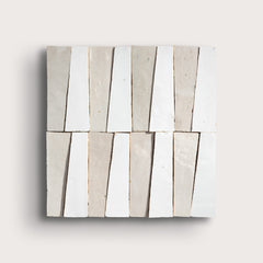 Bright White & Natural White 1x4 Trapezoid Mosaic Zellige Tile