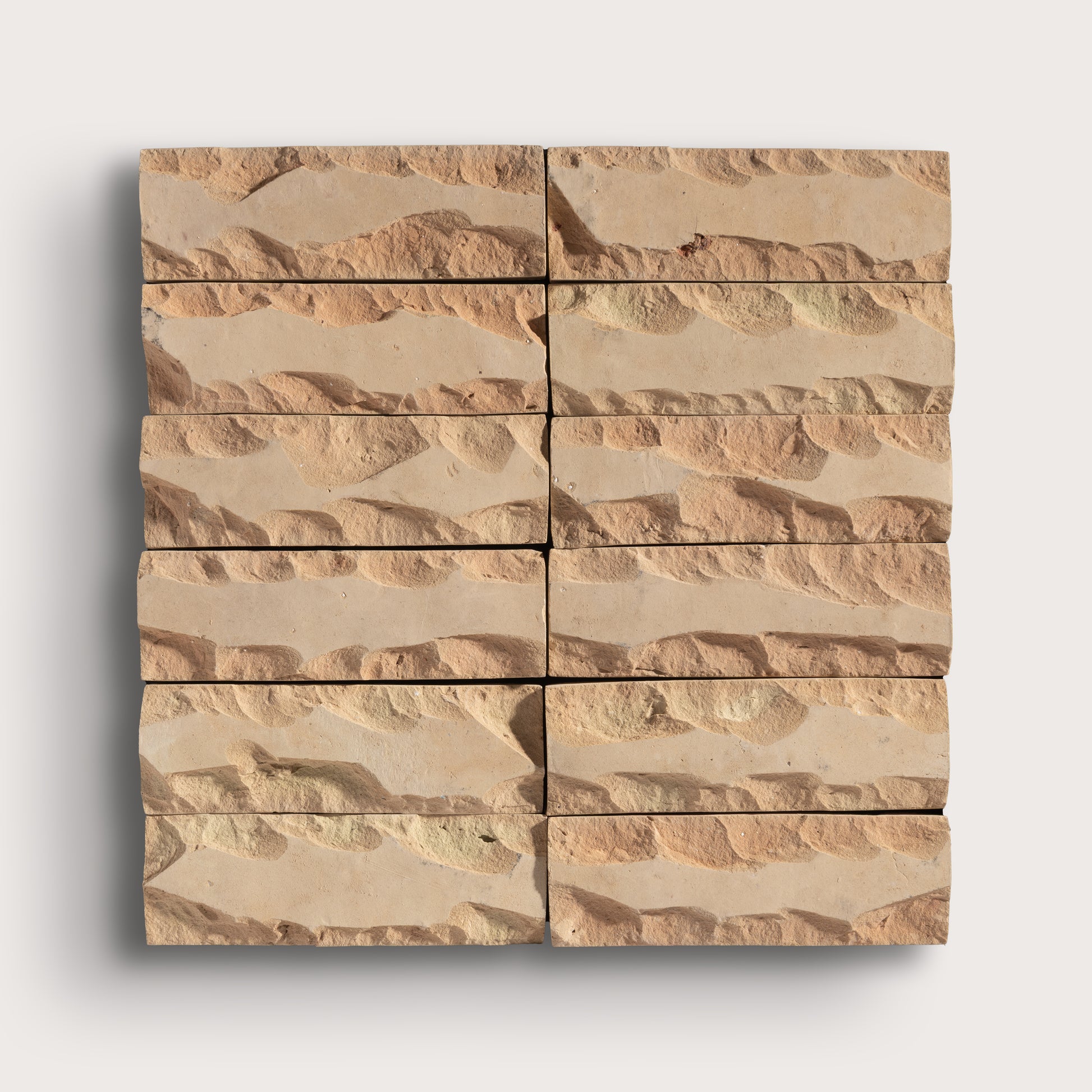 brown rectangle zellige tiles on a gray background