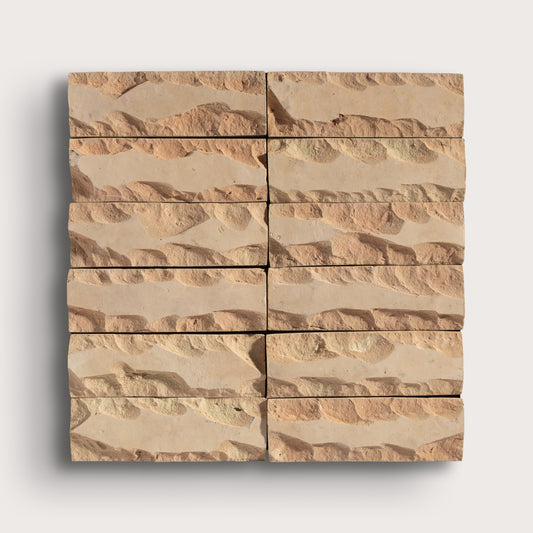 brown rectangle zellige tiles on a gray background