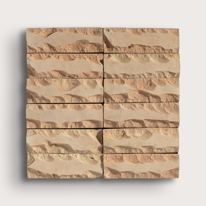 brown rectangle zellige tiles on a gray background