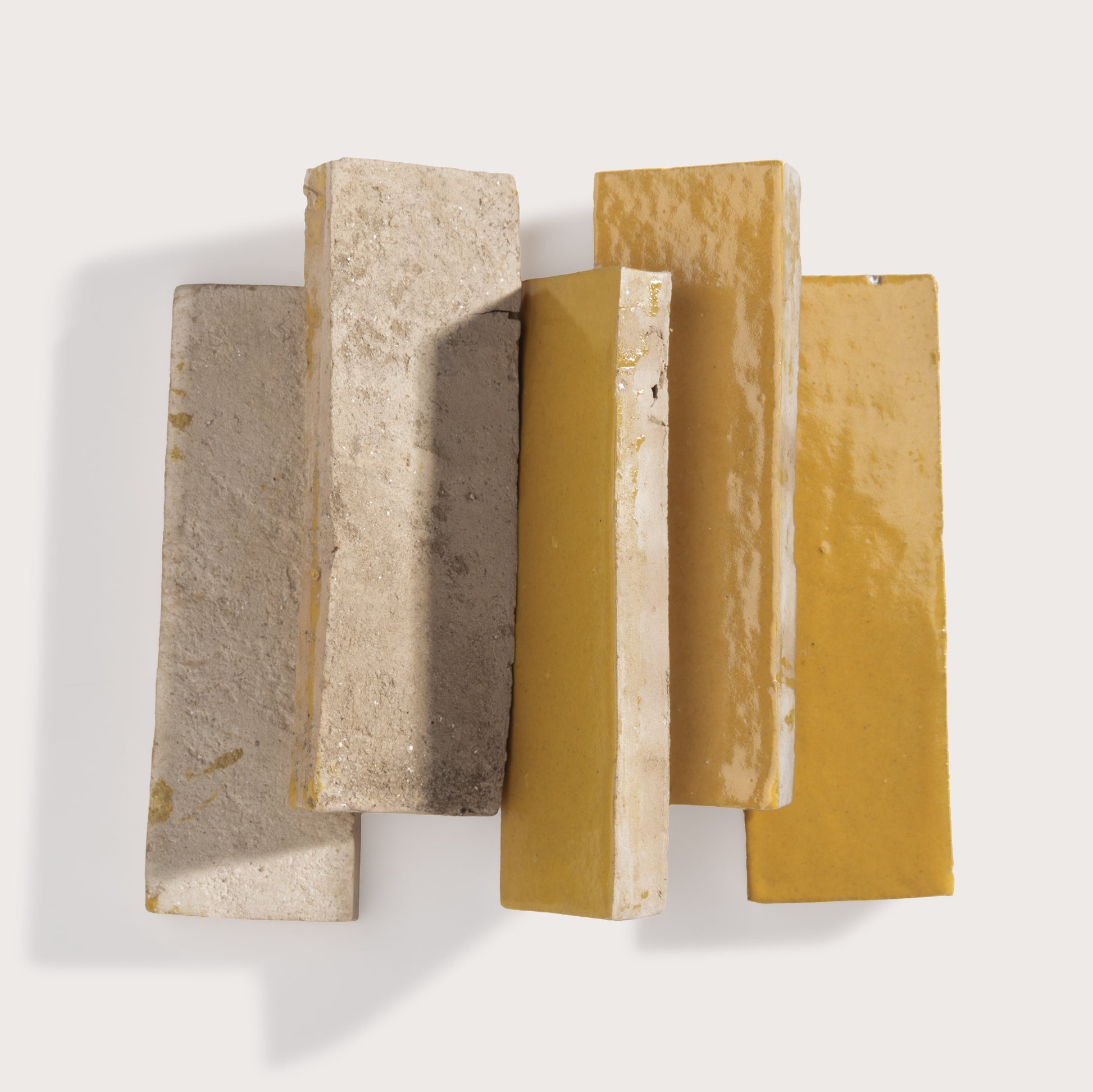 Set of zellige tile in various colors on a white background