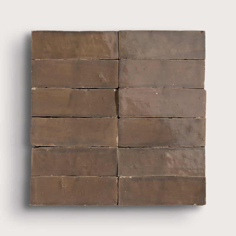 hazel rectangle zellige tile on light gray background