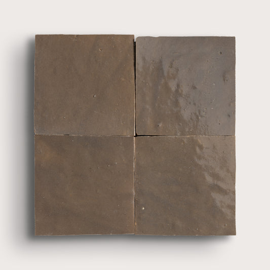 hazel square zellige tile on light gray background