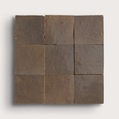 hazel square zellige tile on light gray background