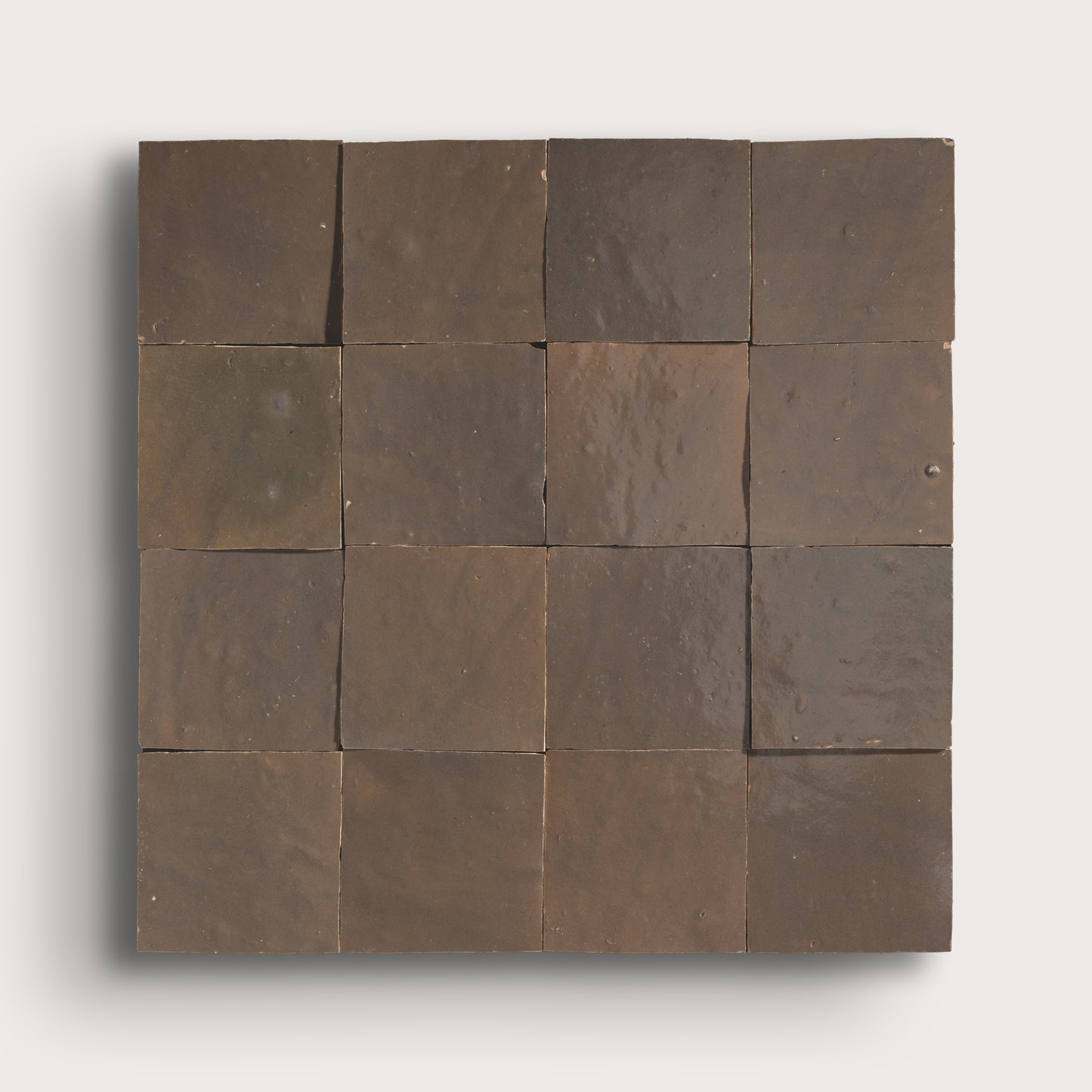 hazel square zellige tile on light gray background